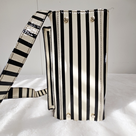 Kate Spade New York Black & White Striped Vinyl...